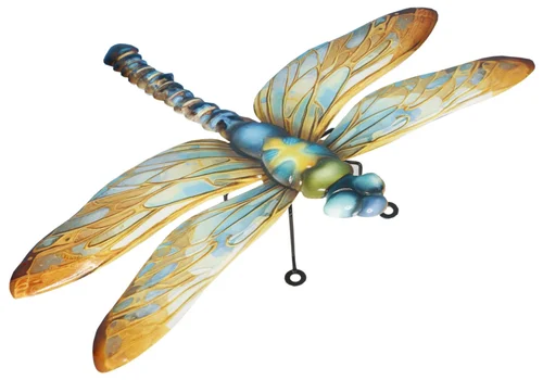 Jardin en douceur：Libellule en métal multicolore Riviera décor A petit modèle - 26 cm