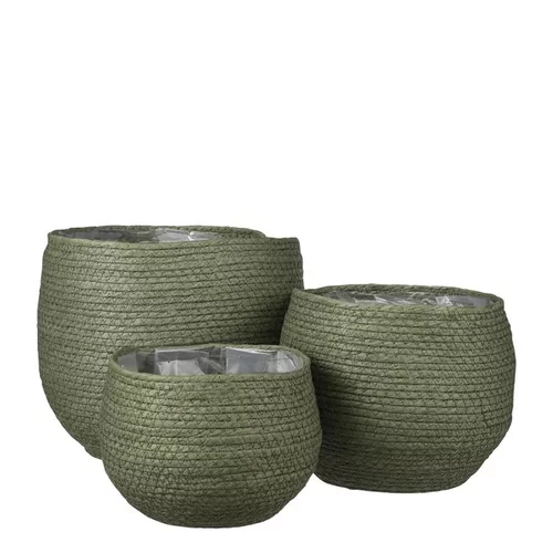 Jardin au quotidien：Panier rond vert en papier Jorck - Ø 22 x H 19 cm