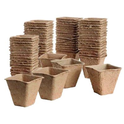 Pots de plantation bio sans tourbe (80 pots - 6 cm - carrés)