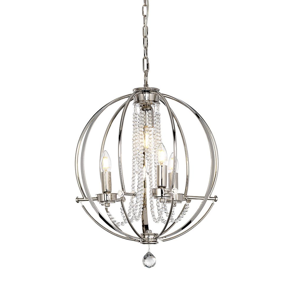 Elstead Cassie – Lustre à 4 ampoules, nickel poli