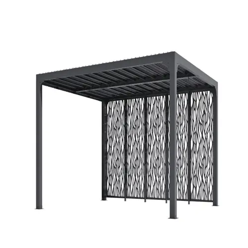 Jardin confort:Pergola bioclimatique coloris gris en aluminium - 3,6 x 3 m