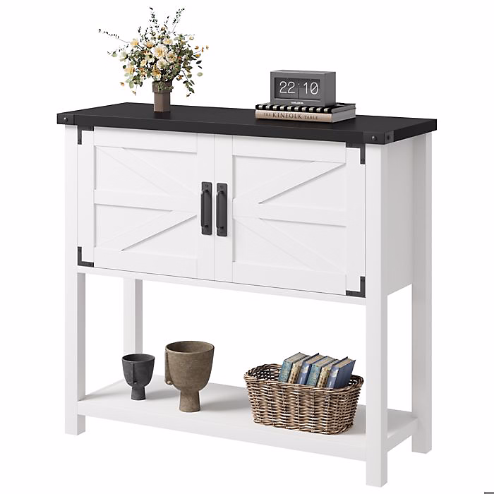 Buffet de Cuisine – PROMIRACAL, 80 × 36 × 86cm, 2 Portes, Bois Massif, Style Scandinave