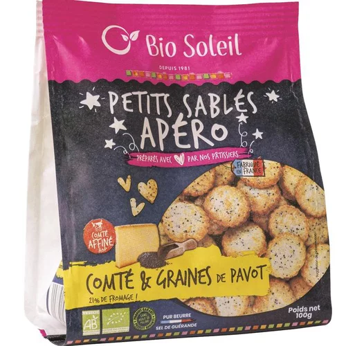 Idéal au jardin:Petits sablés comté & graines de pavot bio Biosoleil - 100 g