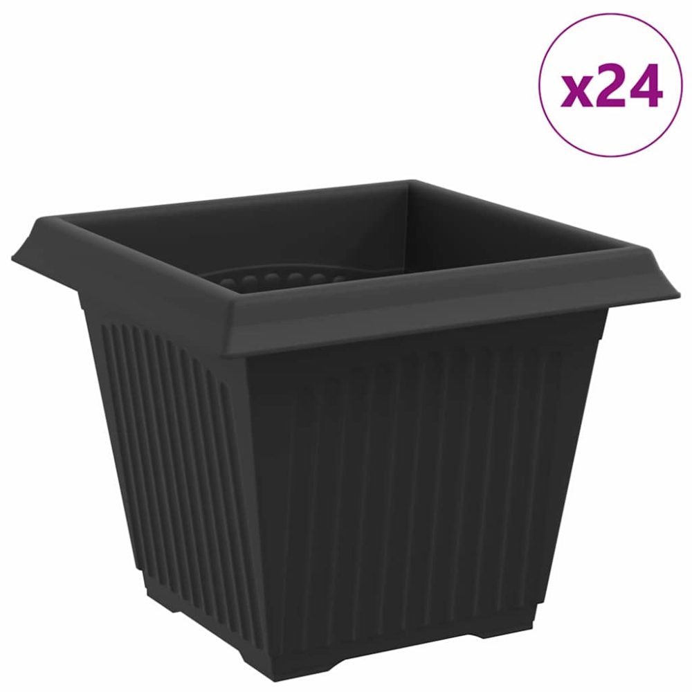 vidaXL Pot de Fleurs Carré 24 pc Noir 20 x 20 x 16 cm Plastique
