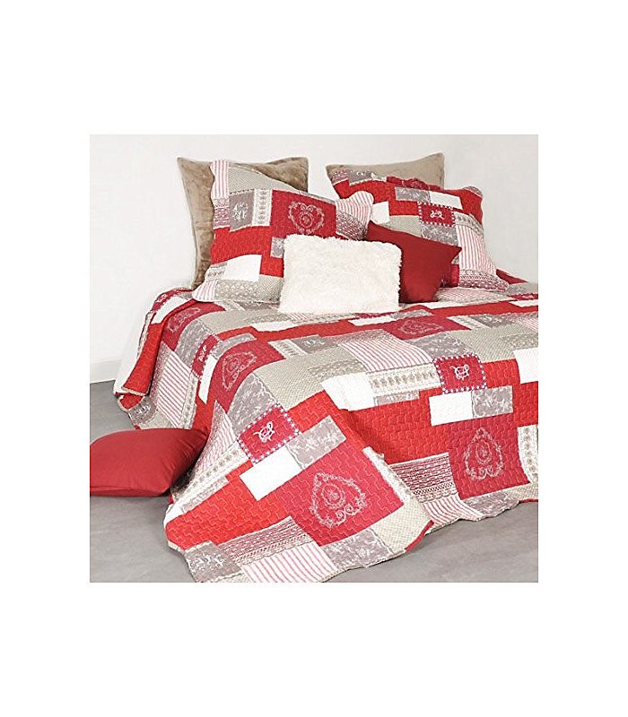 Boutis montagne rouge et gris – 220 × 240cm, Rouge