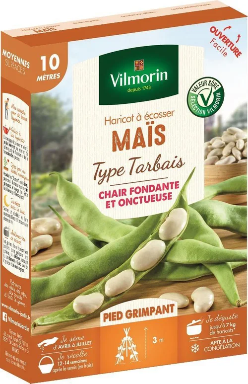 Pour vos espaces verts:Haricot à écosser Maïs Type Tarbais Vilmorin - graines à semer