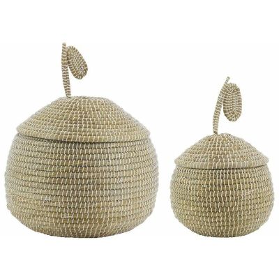 Coffres poire en jonc de mer (Lot de 2)