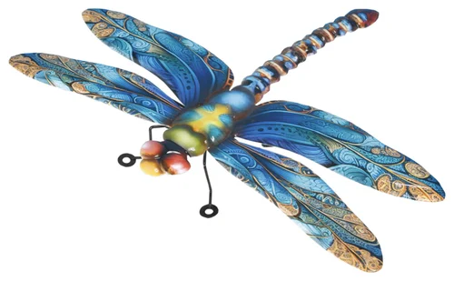Conçu pour le jardin:Libellule en métal multicolore Riviera décor B moyen modèle - 35 cm