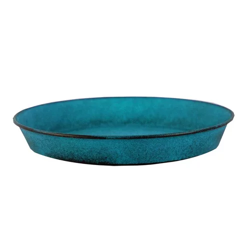 Jardin et confort:Soucoupe pot Reb en acier bleu mat Ø 24 x H 3 cm