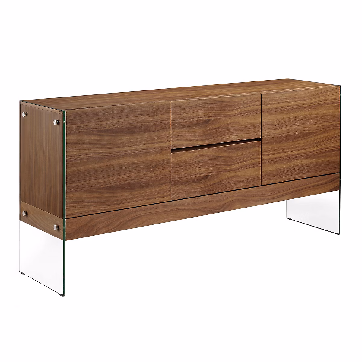 Meuble – Buffet en noyer et verre trempé
