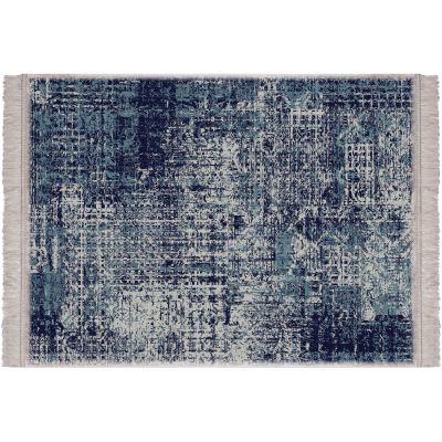 Tapis en vinyle effet tissage bleu nuit (90 x 60 cm)