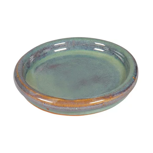 Maison et extérieur：Soucoupe ronde en grès émaillé coloris jadevert Ø 37 x 4,5 cm