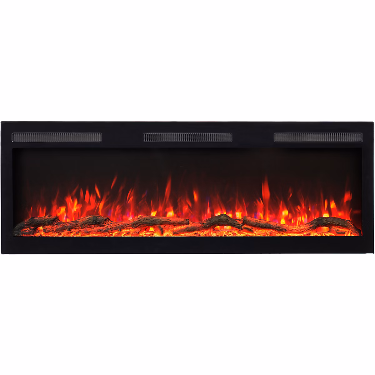 Cheminée électrique AFLAMO Majestic 128 PRO – murale ou encastrable, 128 × 45 × 13 cm, cheminée LED avec chauffage 750/1500 W