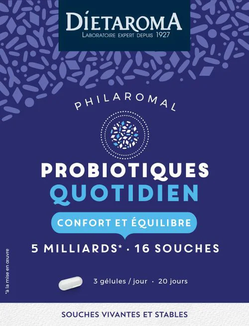 Jardin tendance:Complément alimentaire confort et équilibre probiotiques quotidien Dietaroma Philaromal - 60 gélules