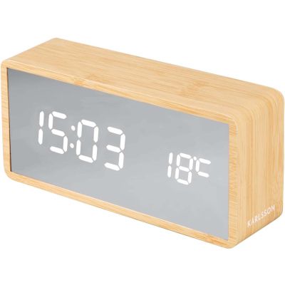 Réveil led en ABS effet bois Silver (Bois clair)