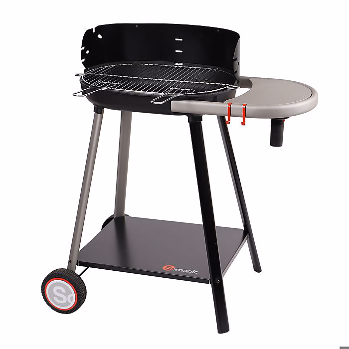 Barbecue à charbon de bois avec tablette intégrée Noir 85 × 54 × 89 cm