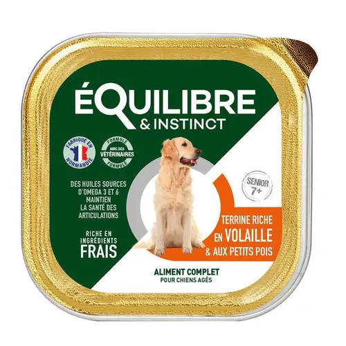Pour un jardin plus agréable:Pâtée pour chien âgé volaille pois en barquette de 300 g