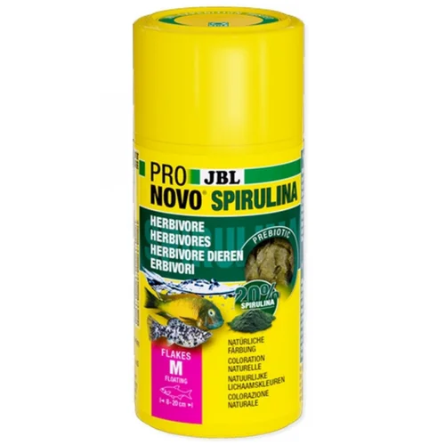 Espace vert moderne:Flakes à spiruline pour poissons, enrichi en vitamines JBL - modèle ProNovo - 1L/160g