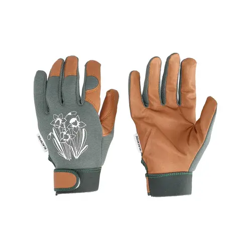 Pour compléter votre jardin:Gant Spring coloris vert kaki en maille polyester et cuir Blackfox - taille 8