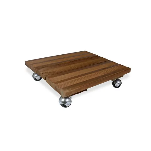 Jardin pour tous：Roule plante en bois modèle petit carré marron 40 x 40 cm