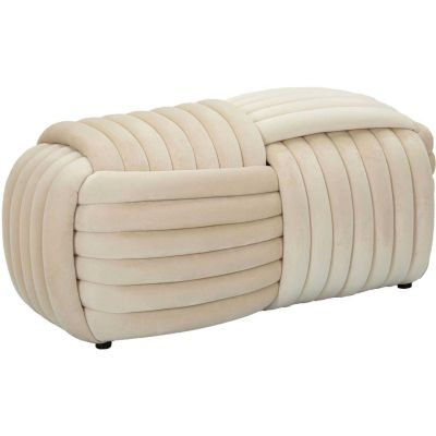 Banc en tissu Softy 90 x 45 x 45 cm (Crème)
