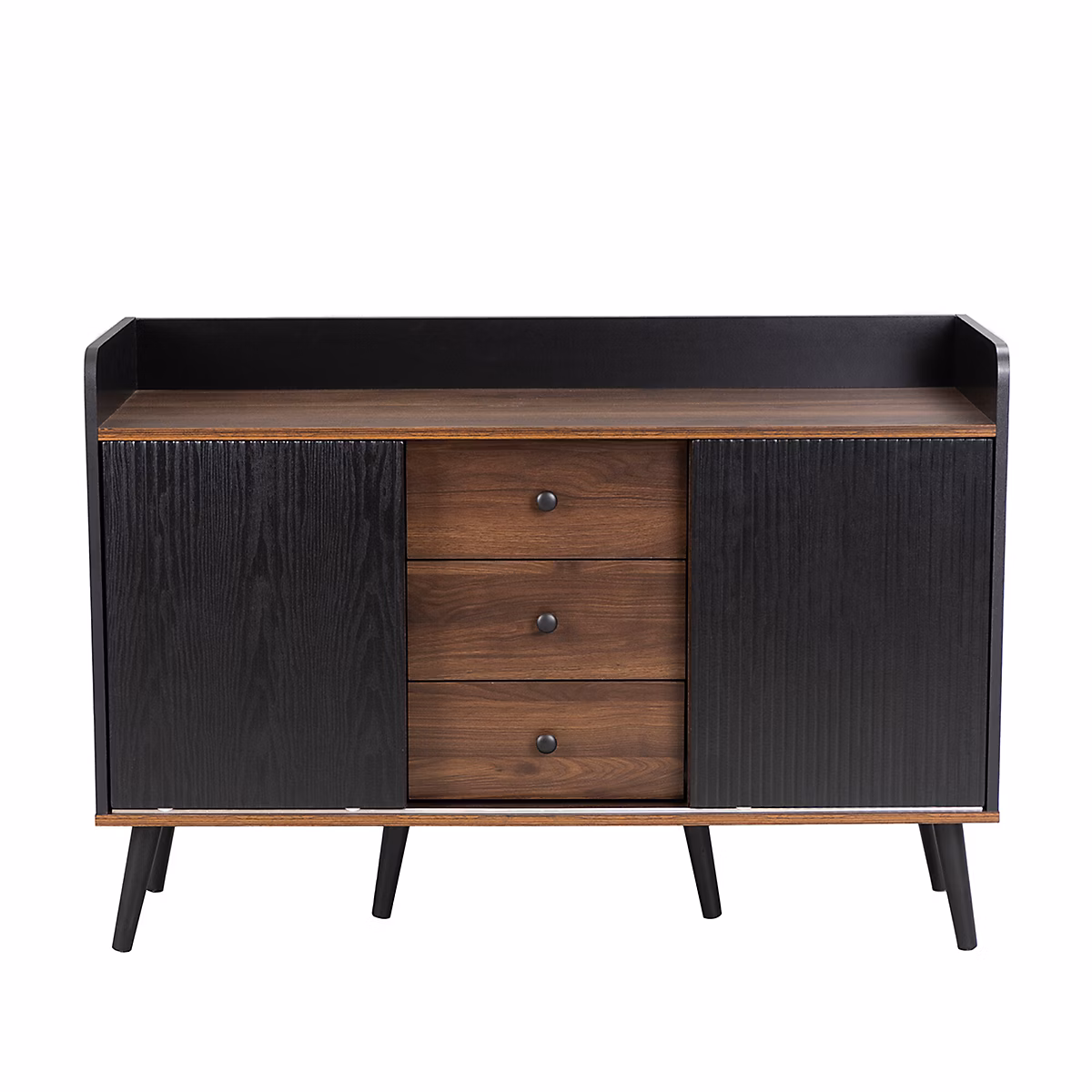 Buffet élégant vintage effet bois noyer et noir avec 2 portes – Réf. NQIPYQERP7523868150
