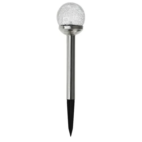 Pour simplifier le jardin:Balise solaire en verre craquelé et inox Watt & Home Perle de rosée - Ø 8 cm