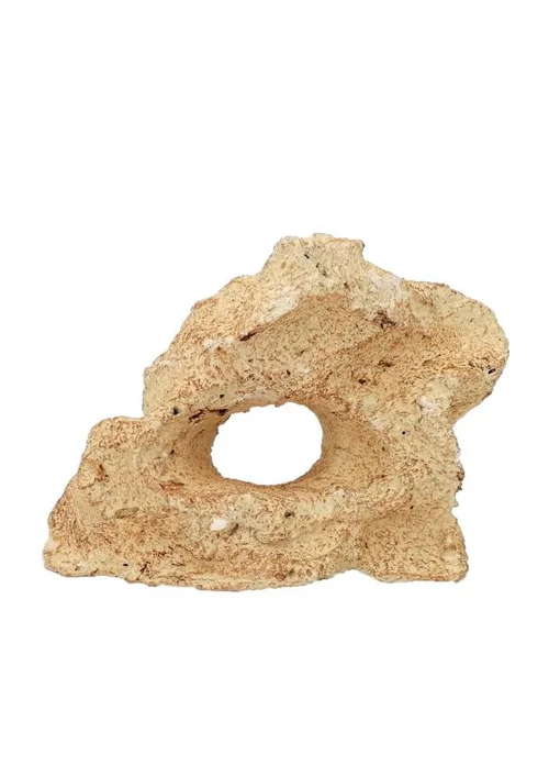 Jardin plaisir：Décor pour aquarium céramique naturelle coloris beige 1 trou Tyrol - Taille M