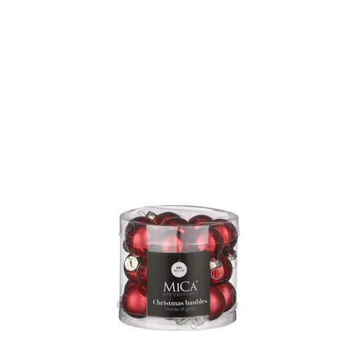 Nature pour le jardin:Boîte de 24 mini boules de Noël en verre rouge foncé - Ø 2,5 cm