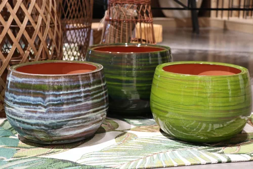 Nature extérieur:Pot en terre cuite émaillée vert Forêt Les Poteries d’Albi Le Liseré - Ø 20 x H 17 cm