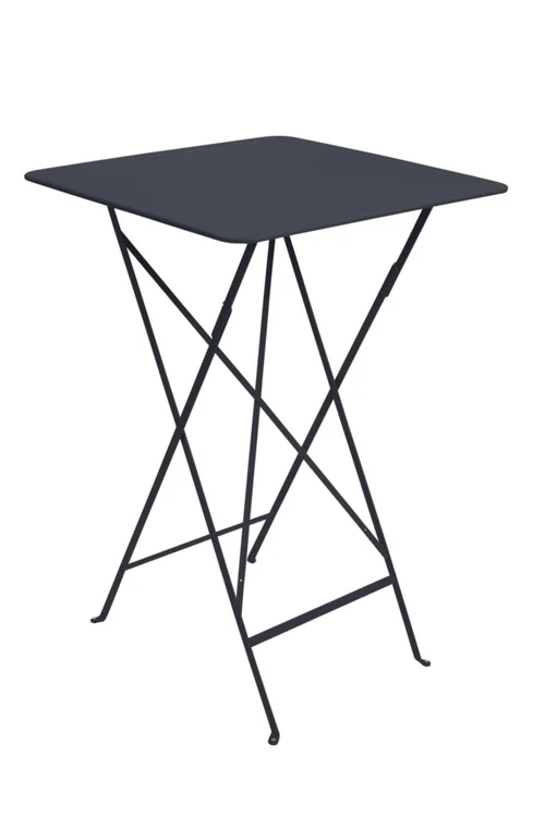 Côté extérieur:Mange debout Bistro coloris gris en acier Fermob - 71 x 71 x 105 cm
