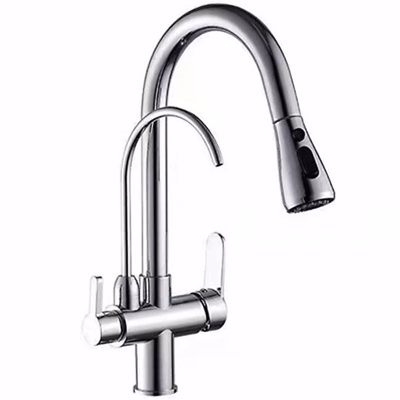 BASHLWUA Mitigeur de cuisine – Mélangeur d'évier coulissant en laiton pour eau chaude et froide avec robinet d'eau potable