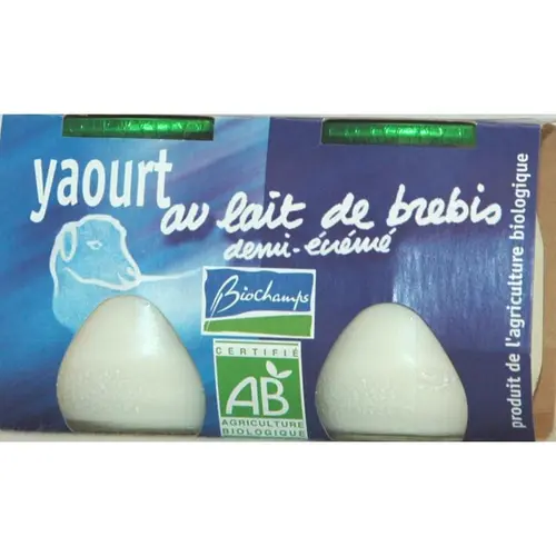 Solution nature:Yaourt brebis bio nature ½ écrémé Biochamps - 2 x 125 g