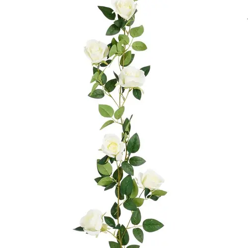 Choix nature：Guirlande de roses artificielles blanches - 180 x 15 x 6 cm