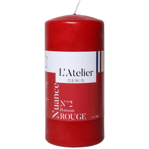 Parfait au jardin:Bougie cylindrique taille L rouge L’Atelier de Denis - Ø 6,8 x H 14,5 cm