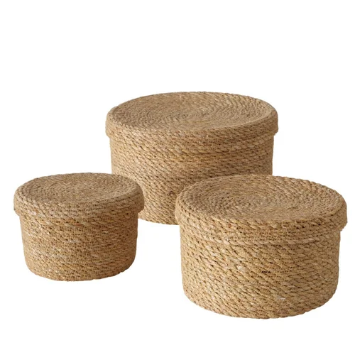 Pour organiser vos extérieurs：Panier rond en algues marron Sophy S - Ø 15 x H 10 cm