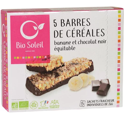 Esprit extérieur:Barres de céréales banane et chocolat noir Bio Soleil - 130 g