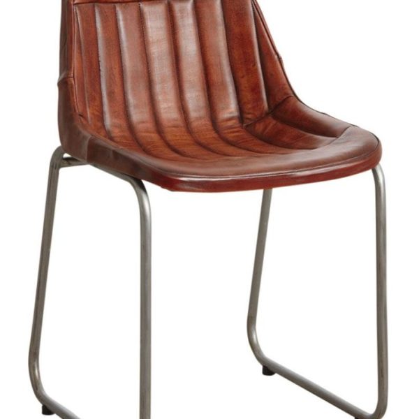 Chaise en cuir de buffle et métal