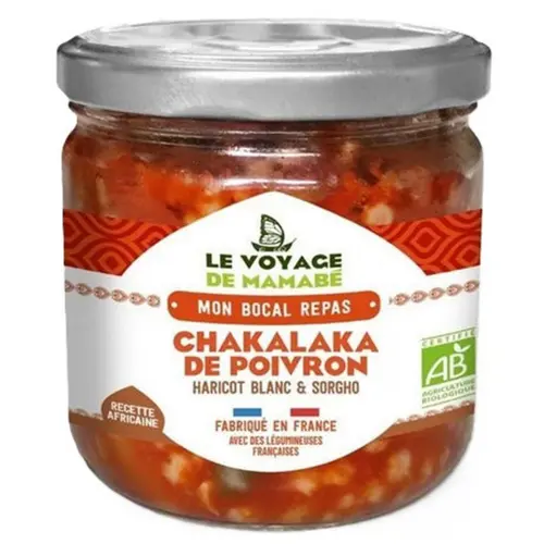 Esprit jardin:Chakalaka de poivrons haricot blanc et sorgho bio Le voyage de Mamabé - 330 g