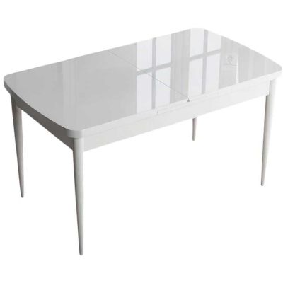 Table de repas en aggloméré avec pieds en métal Han (Blanc marbré)