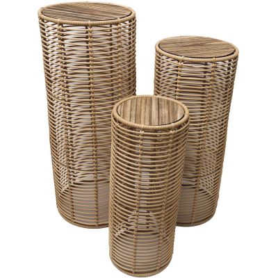 Support à plantes imitation rotin (Lot de 3)