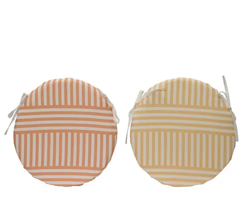 Jardin au quotidien:Galette de chaise ronde en polyester à rayures - Ø 38 x H 4 cm