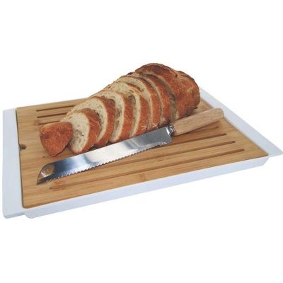 Planche à pain en bambou 38x27 cm avec couteau (Blanc)