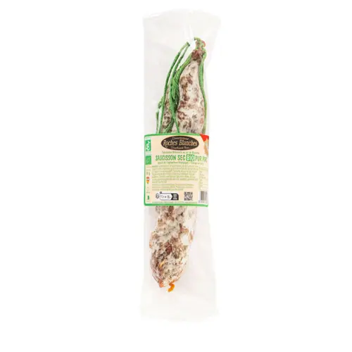 L’allié du jardin：Saucisson sec pur porc bio Roches Blanches - 150 g