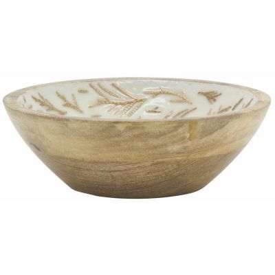 Corbeille en manguier déco fougères (Diamètre 18 cm)