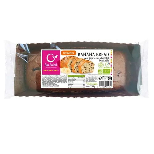 Pour vos espaces:Gâteau bio banana bread Bio Soleil - 250 g