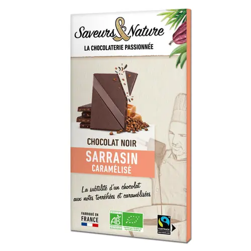 Vie extérieure：Chocolat noir au sarrasin caramélisé bio Saveurs & Nature - 80 g