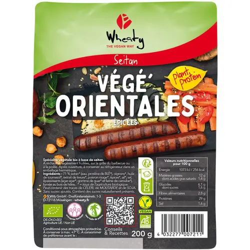 Extérieur confort：Végé orientales façon merguez 200 g