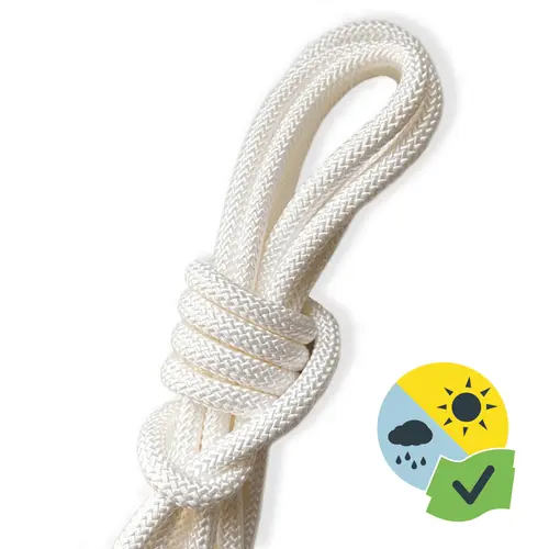 Jardin & idées:Cordon pour hamac ou voile d'ombrage coloris blanc en corde synthétique Gard&Rock - Ø 8 cm x 3 m