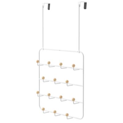 Patère 14 crochets fixation murale ou dessus de porte Estique (Blanc)